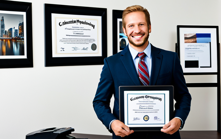 사진 자격증으로 얻을 수 있는 혜택 - Career Advancement**

"A professional photographer, fully clothed in business casual attire, smiling...