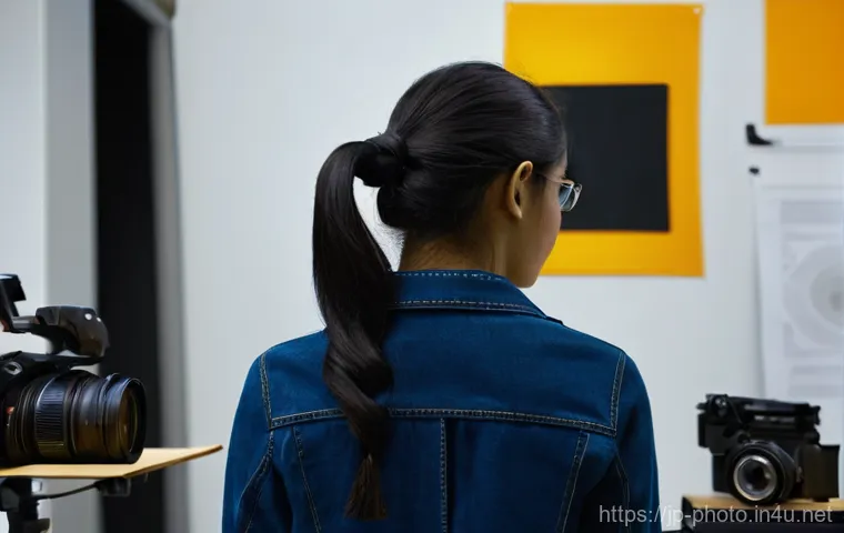 사진 자격증 실기시험 현장에서 주의할 점 - **Prompt:** A calm and collected photography student, mid-twenties to early thirties, is troubleshoo...