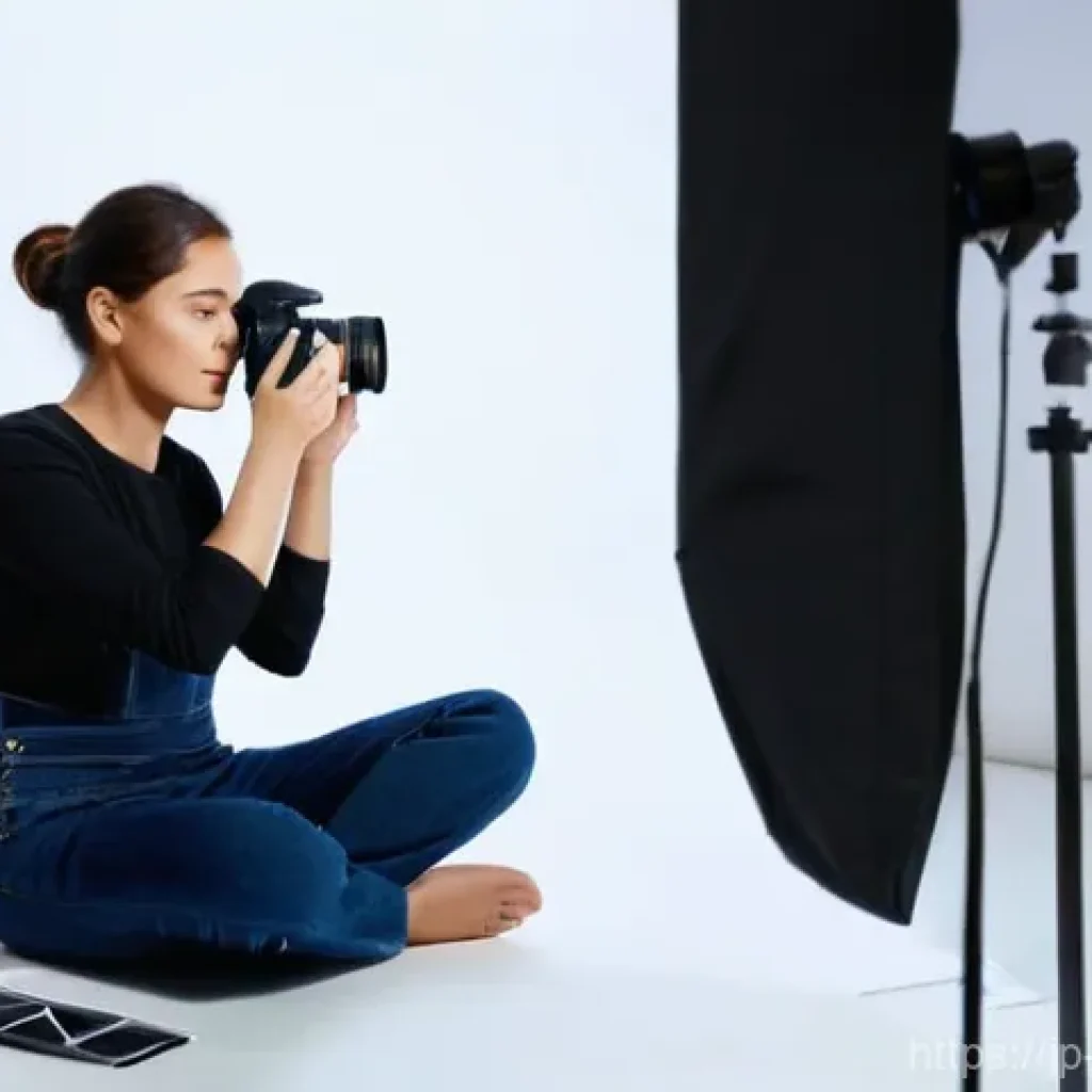 사진 자격증 이직 후 연봉 협상 전략 - **Professional Studio Photographer in Action**
    A highly skilled female photographer, around 30 y...