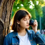 사진 자격증 실무에서 자주 묻는 질문 - **Prompt:** A focused young female photographer, around 20 years old, with short brown hair, wearing...