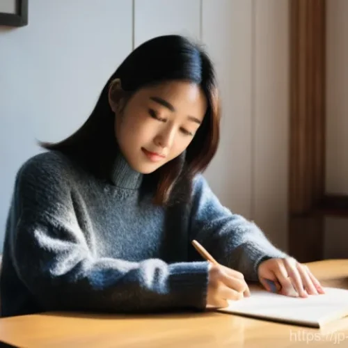 사진 자격증 이론 및 학습 자료 - **Prompt:** A young, Japanese woman in her early twenties, with a warm and thoughtful expression, si...