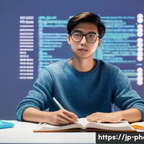 사진 자격증 취득이 어려운 이유와 해결법 - **Prompt:** A young, focused person (gender-neutral) sits at a modern desk, surrounded by a serene, ...